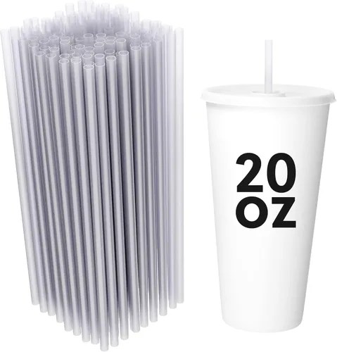 Miniatura 13 de Pajitas de plástico de 7.75 pulgadas (500 unidades), pajitas desechables – hechas para vaso estándar de 16 onzas (negro)