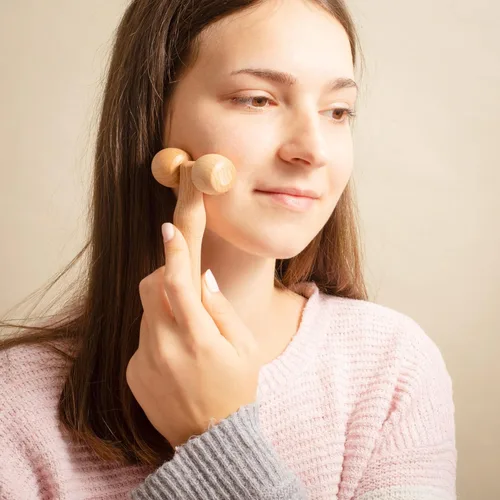Miniatura 7 de tuuli Rodillo de masaje corporal y facial, rodillo de masaje de madera multifuncional, ayuda a aliviar la tensión muscular y apoyar la salud