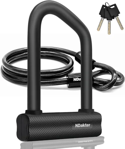 Miniatura 10 de NDakter Cerraduras de bicicleta antirrobo, cerradura en U de bicicleta para bicicleta eléctrica, grillete de 0.71 pulgadas con 3 llaves