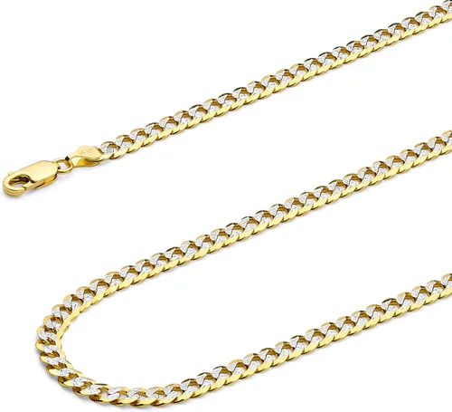 Miniatura 5 de 14k REAL Yellow/Two Tone Gold Bevelled Hollow 11mm, 9mm, 6.5mm, 5mm, 4.5mm, 3.5mm, 2.5mm, 2mm Cuban Curb Chain Necklace/Bracelet with Lobster Claw