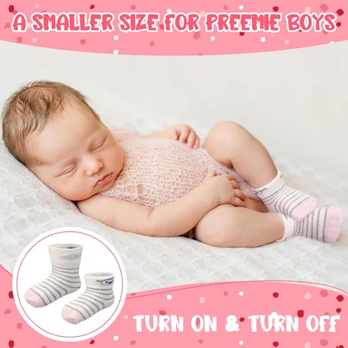 Miniatura 5 de Toulite 20 pares de calcetines prematuros de algodón prematuro calcetines de felpa para bebés prematuros calcetines de hospital recién nacido