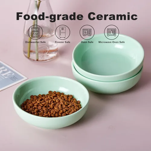 Miniatura 3 de Howise - Juego de cuencos de cerámica para gatos de 5.3 pulgadas, cuenco de comida poco profundo para mascotas pequeñas, plato para comida y agua