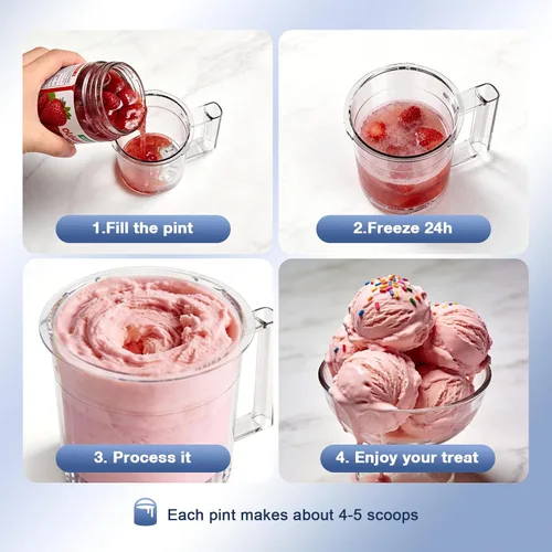 Miniatura 4 de H-Duka 10-in-1 Ice Cream Maker Machine, 800W Frozen Treat Maker for Silky Gelato, Sorbet&Slushies, One-Touch Mix-In & Re-Spin for Creamy Texture(Ice