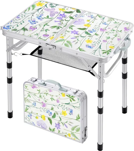 Miniatura 15 de Sportneer Mesa de campamento: Mesa plegable pequeña de altura ajustable de 35.4 pulgadas de largo x 23.6 pulgadas de ancho con 2 capas de malla
