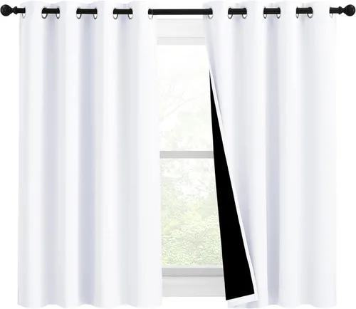NICETOWN Cortinas 100 % opacas con forro blanco, 2 capas gruesas completamente opacas, paneles de tratamiento de ventanas con aislamiento térmico