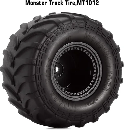 Miniatura 2 de INJORA Monster Truck - Juego de neumáticos de llanta para Axial SCX24 FMS FCX24 y TRX4MT, 2.756 x 1.496 in, MT1012 (negro)