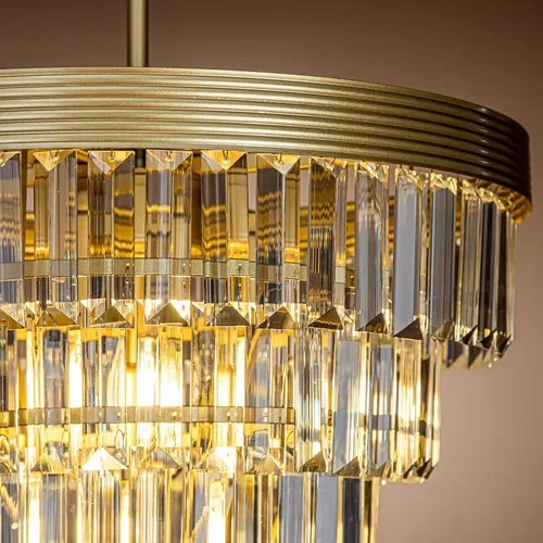 Miniatura 6 de ALOADECOR Candelabro de cristal de 5 niveles con forma de cono glamoroso de 4 luces, de 16 pulgadas, color dorado suave, ajustable, contemporáneo