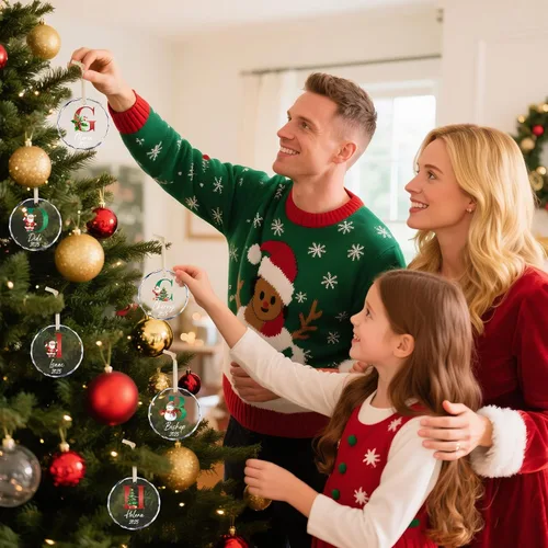 Miniatura 5 de Adornos con nombre de letra para árbol de Navidad, adornos de Navidad personalizados 2025, adornos de nombre inicial personalizados, decoraciones