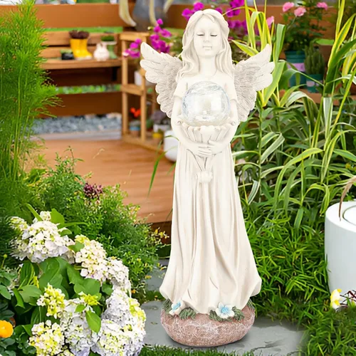 Miniatura 4 de Estatua de ángel para jardín, estatuas solares de jardín de 16.3 pulgadas con luces solares, figuras de ángel, regalos de jardinería para madre