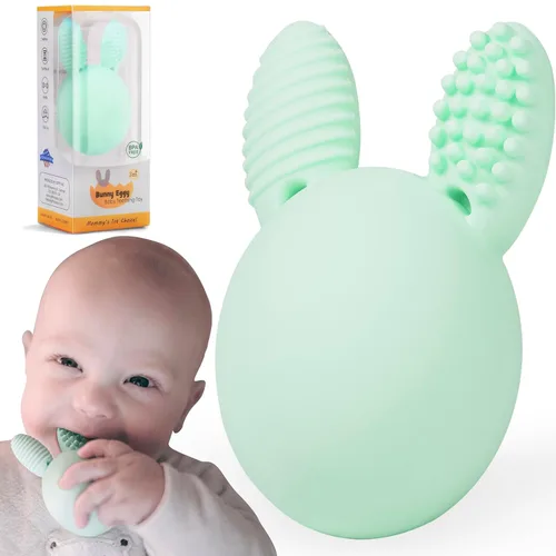 Miniatura 10 de Mordedor Bebé Juguete De Dentición De Conejo Huevo Sonajero Juguete Alivio Del Dolor De La Dentición Para Bebés Niños Niñas Crema