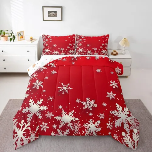 Miniatura 42 de Erosebridal Juego de edredón de Papá Noel tamaño matrimonial para niños y niñas, edredón de plumón de Feliz Navidad, juego de ropa de cama
