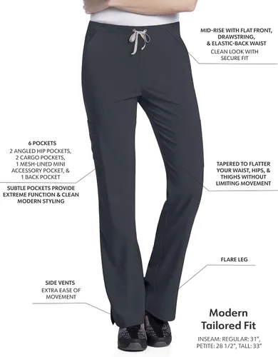 Miniatura 2 de Landau Women's Urbane Performance Tailored Fit Stretch 6-pkt Cargo Scrub Pants 9312