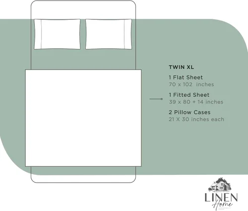 Miniatura 6 de Linen Home Juego de sábanas 100% de percal de algodón, fresco, ligero, sólido, individual XG, 3 piezas, 1 sábana encimera, 1 ajustable, bolsillos 22