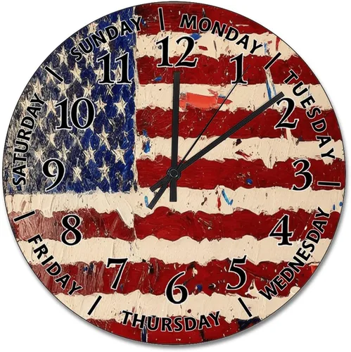 Miniatura 69 de ArogGeld Reloj de pared de 5 O'Clock Somewhere - Reloj redondo de madera para casa de playa, 10, silencioso, sin tictac, batería de cuarzo, granja