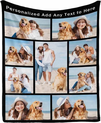 Miniatura 10 de Manta personalizada con tus fotos favoritas, manta personalizada con mis propias imágenes para familia, mamá, papá, hija, hijo, perro, hermanas