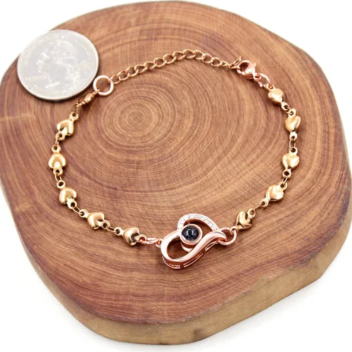 Miniatura 4 de Pulsera de cadena de corazón personalizada con texto en inglés "I Love You in 100 Language", regalos para mamá, esposa, novia