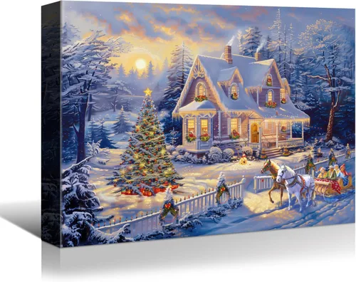 Miniatura 22 de Denozer - Arte de pared de muñeco de nieve de Navidad, impresiones artísticas sobre lienzo para dormitorio, sala de estar, decoración de pared