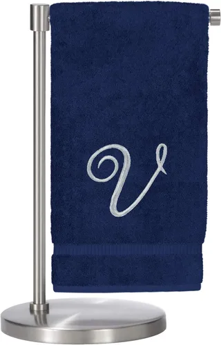 Miniatura 25 de Script R - Toalla de baño con monograma, regalo personalizado, 27 x 54 pulgadas, juego de 1 toalla bordada con texto dorado, 100% algodón turco