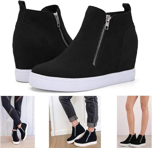 Miniatura 5 de Athlefit - Tenis con plataforma de cuña para mujer botines con tacón de cuña