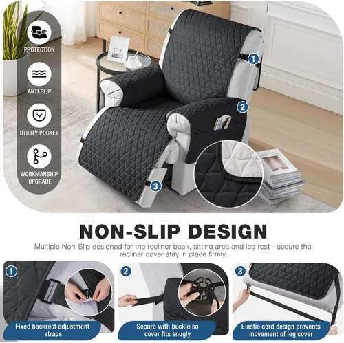 Miniatura 3 de TAOCOCO Funda para Sillón Reclinable 100% Impermeable - Funda para Sillón Reclinable con Gránulos Antideslizantes, Fundas para Sillas Reclinables