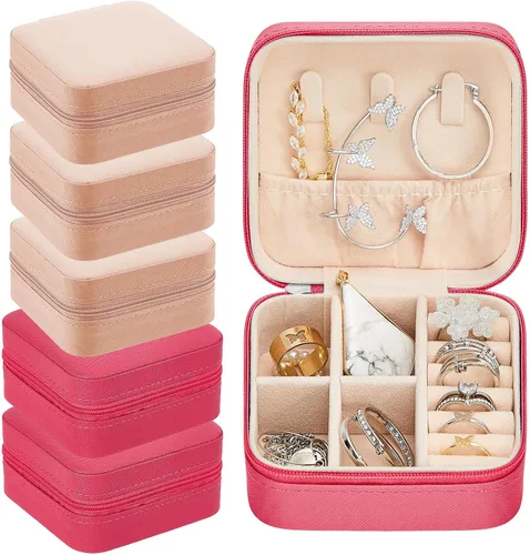 Joyero de viaje de 6 piezas, organizador de joyas, pequeño joyero, cajas de regalo de dama de honor, mini organizador de almacenamiento, caja de