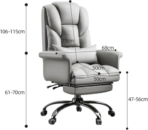 Miniatura 7 de Ergonomic Office Chair with Footrest, High Back PU Leather Executive Computer Chair with 135° Backrest and Lumbar Support for Home Desk Task, Easy
