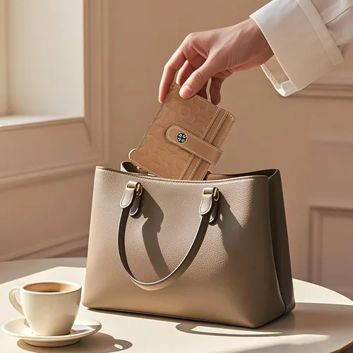 Miniatura 5 de Cartera RFID para mujer, delgada y pequeña, de piel con estampado de flores, plegable, compacta, con tarjetero y bolsillo para monedas, color marrón