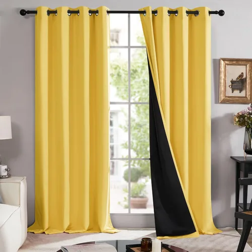 Miniatura 62 de Deconovo Cortinas 100% opacas, cortinas de ventana con aislamiento térmico, paneles reductores de ruido, cortinas de forro negro, con ojales