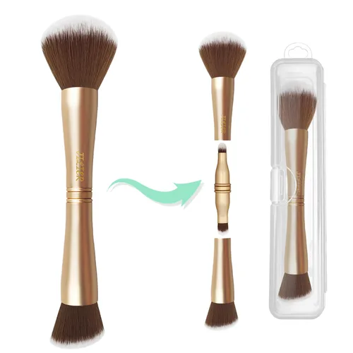 Miniatura 16 de Jilier Juego de brochas de maquillaje 4 en 1 con soporte para brochas de maquillaje de viaje, brochas de maquillaje de viaje con estuche, brochas