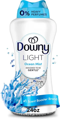 Downy Light - Perlas potenciadoras del aroma para ropa ligera, aroma a Bruma del Océano, 24 onzas, Perlas para lavadora diseñadas para ser suaves
