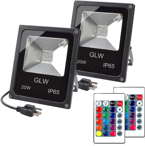 20W RGB luces de inundación LED, reflector que cambia de color con control remoto, iluminación impermeable al aire libre, 16 colores de 4 modos de