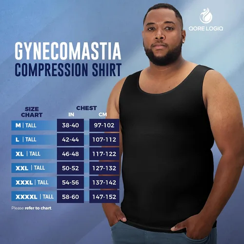 Miniatura 4 de QORE LOGIQ Camisas de compresión de ginecomastia para hombres, camiseta sin mangas adelgazante, moldeador de cuerpo, fajas para hombres, sujetador