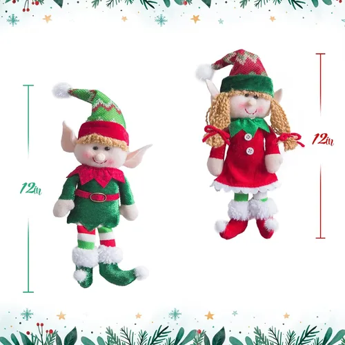 Miniatura 4 de Wewill adorables muñecos elfos de Navidad flexibles para decoraciones festivas en el hogar, fiestas, personajes de felpa