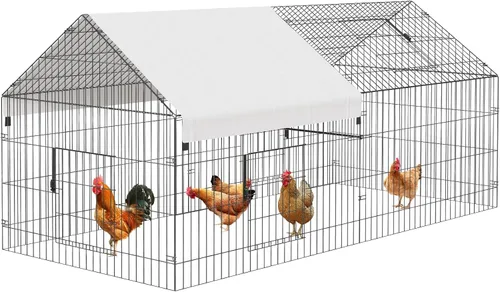 NUGRIART Gallinero de Metal 86"×40"×40" Corral para Pollos con Cubierta Impermeable Jaula Portátil para Aves de Corral Casa de Gallinas Transitable