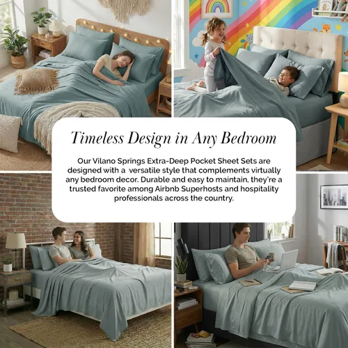 Miniatura 178 de Southshore Fine Living, Inc. Juego de 7 piezas de sábanas King divididas para cama ajustable, juego de sábanas King divididas con bolsillo de 21