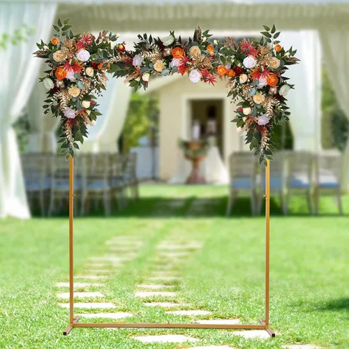 Miniatura 3 de Soporte cuadrado de metal para arco de boda con bases, 6.5 pies de fácil montaje, arco de jardín cuadrado de metal para bodas, bar, mitzvá, fiesta