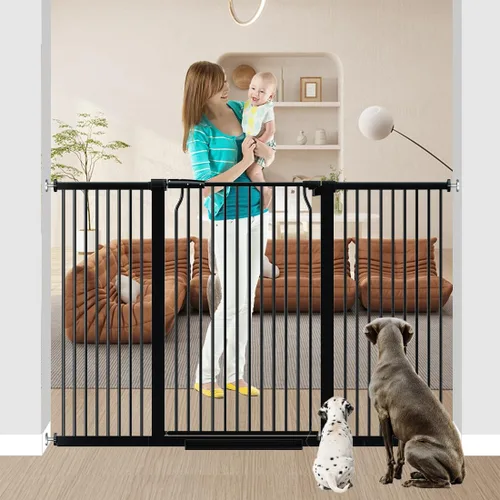 Miniatura 19 de Puerta de bebé extra alta de 40.55" para escaleras - 40.6"-54.7" de ancho 1.37" de espaciado ultra estrecho Puerta extra ancha para gatos y perros