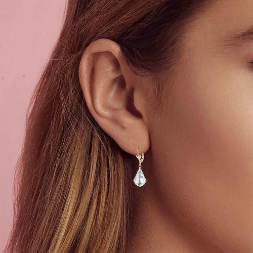 Miniatura 7 de Aretes de cristal austriaco barroco con cierre de palanca para mujer, joyería hipoalergénica chapada en oro de 14 quilates