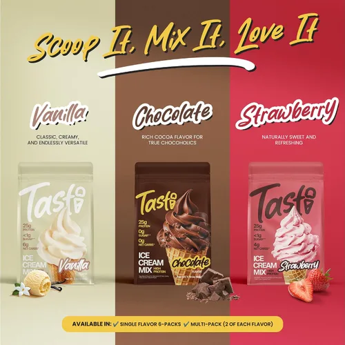 Miniatura 8 de TASTI Mezcla de Helado de Alta Proteína - Polvo de Helado de Chocolate Bajo en Azúcar - Hecho para Ninja Creami, Mezcla para Helado Suave con 27g