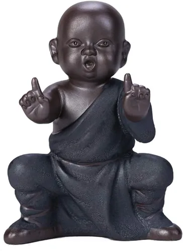 Miniatura 11 de Kingzhuo Estatuilla de Buda en miniatura de cerámica, pequeña y linda estatua de Buda, figura de monje, manualidades creativas para bebés, adornos