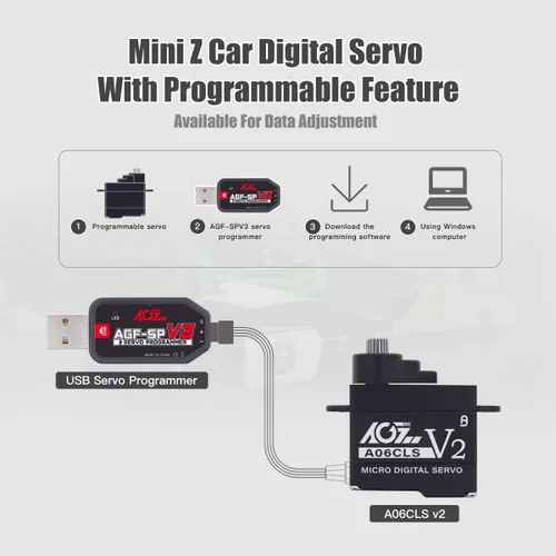 Miniatura 5 de AGFRC Mini-Z - Servo de micro dirección para coche, 0.052 segundos HV de alta velocidad, engranaje de metal completo, mini servo digital sin núcleo