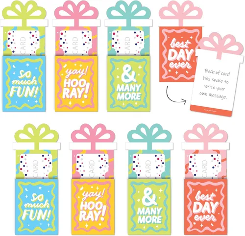 Miniatura 10 de Big Dot of Happiness Portatarjetas de regalo de cumpleaños alegres, fundas coloridas para tarjetas de regalo y dinero de celebración, juego de Feliz