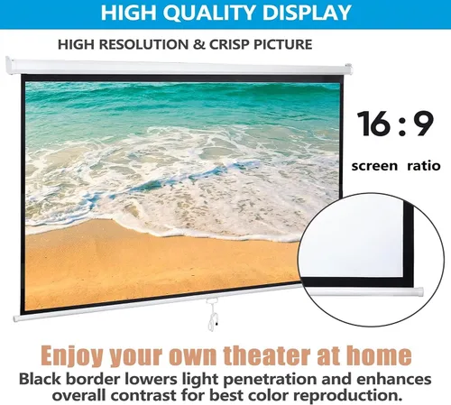 Miniatura 3 de ZENY Pantalla de Proyector Retractable de 100 Pulgadas 16:9 HD Pantalla de Proyección Plegable Cine en Casa Portátil Pantalla de Película para Blanco