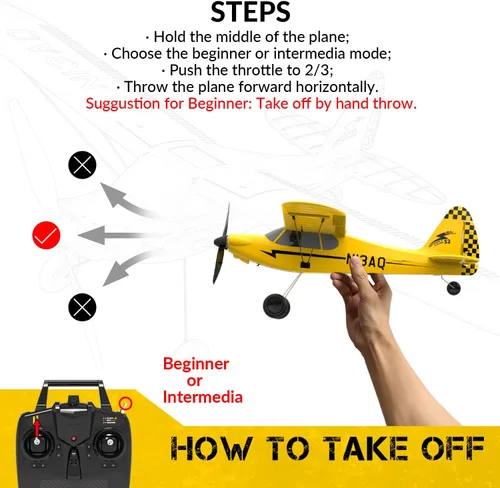 Miniatura 9 de volantexrc Avión RC Trainer Sport Cub 3CH Avión de control remoto con protector de utilería, estabilizador de giroscopio de 6 ejes y 3 modos