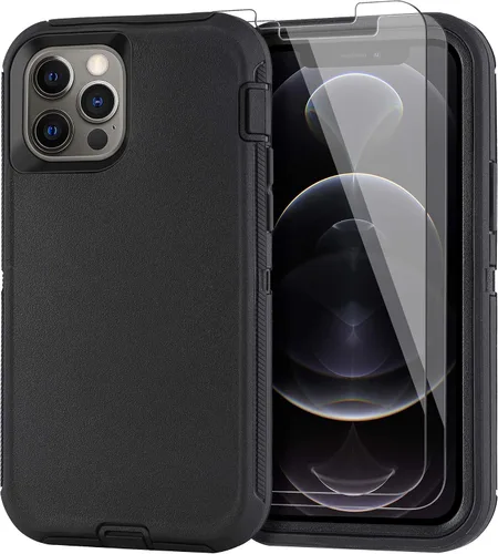 Miniatura 23 de Funda para iPhone 12 Mini con funda de clip para cinturón y 2 protectores de pantalla, funda de protección completa resistente de grado militar a