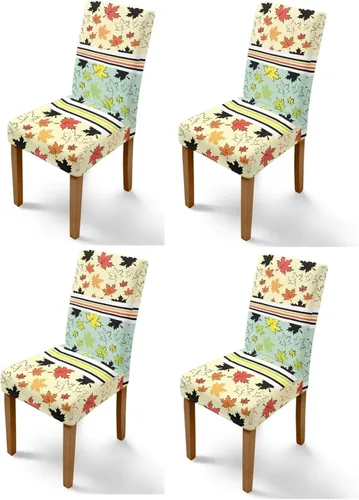 Miniatura 10 de Rnyleeg Thanksgiving Chair Covers for Living Room No Arms Turkey Pumpkin Stretch Dining Chair Covers Set of 6 Soft Washable Kitchen Chair Protector