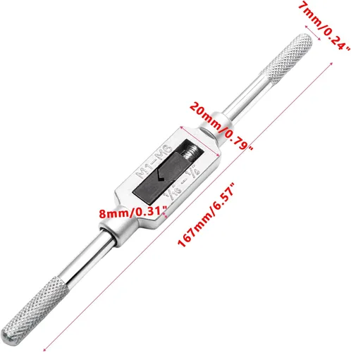 Miniatura 2 de Piutouyar M1-6 Llave de grifo ajustable con mango 1/16"-1/4" Llave de escariador de mango de grifo profesional