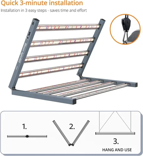 Miniatura 5 de Luz de crecimiento, luces LED de crecimiento de espectro completo, luces de crecimiento plegables y regulables estilo barra de conexión en cadena