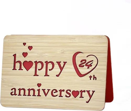 Miniatura 13 de Tarjeta de felicitación de madera para el primer aniversario, hecha a mano, 1 año, aniversario de boda, tarjeta de primer aniversario para ella, él