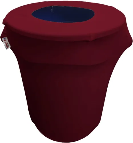 Miniatura 57 de LA Linen Cubierta para cubo de basura ajustable de elastano elástico de 32 galones, cubierta redonda para contenedor de residuos, decoración de Gris